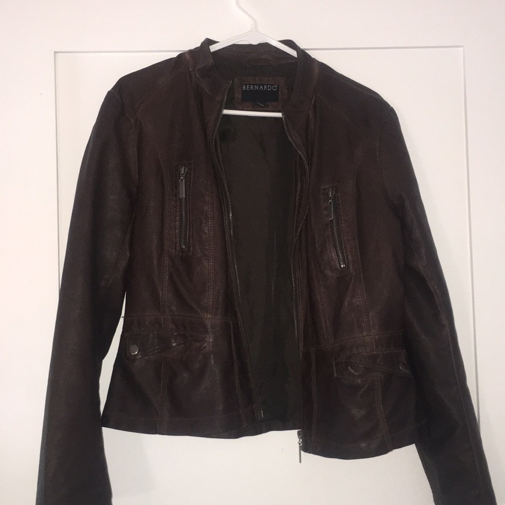 Brown fake leather jacket